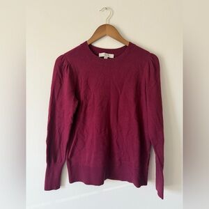 Ann Taylor LOFT Women’s Waist Length Ruched Shoulder Sweater Medium Burgundy